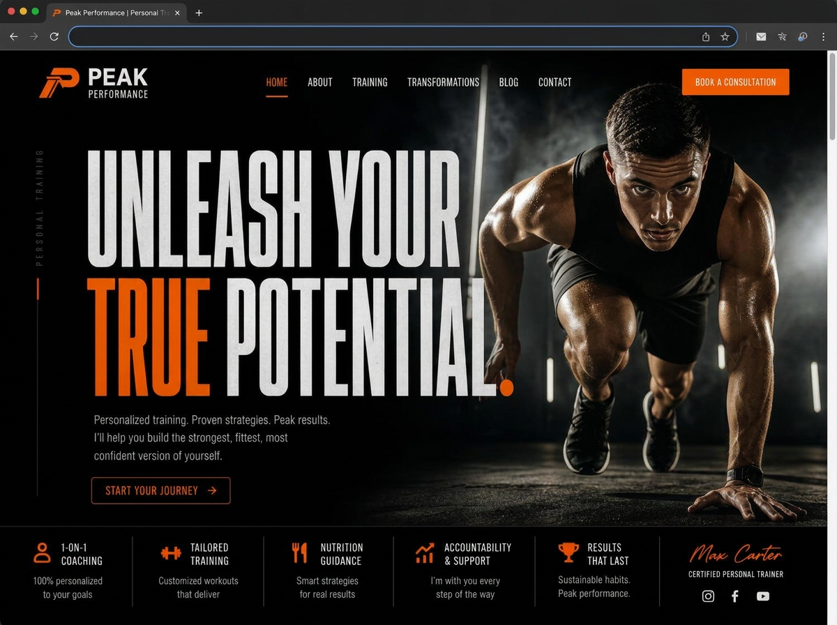 Website design for a personal training business